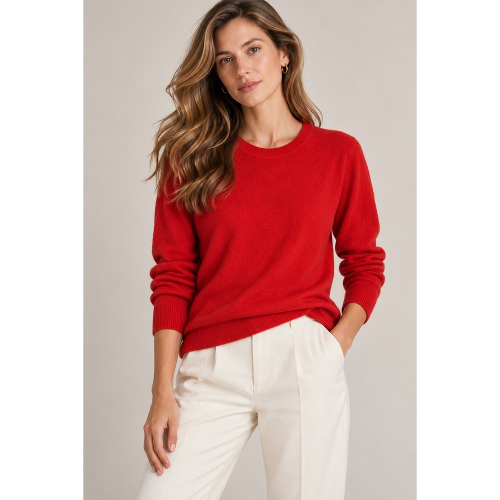 J.Crew Red Solid Merino Wool Lightweight Sweater, S